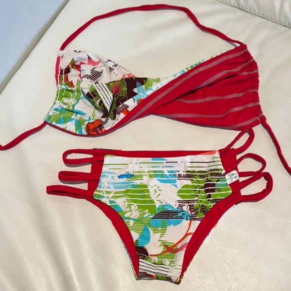 attica swimwear Other - Women Small red tropical flowers bikini Swim Set with special stitching detail